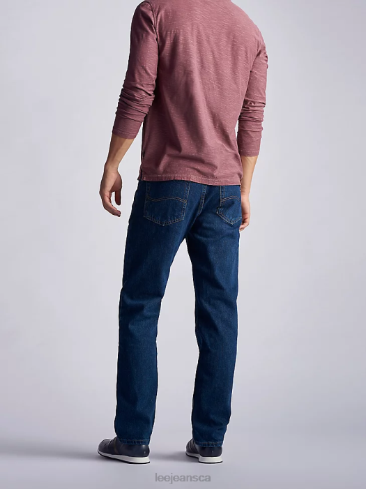 Lee Men 100% Cotton Regular Fit Straight Leg Jeans Dark Stonewash Clothing 480T488 - Image 2