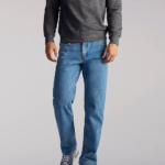 Lee Men 100% Cotton Regular Fit Straight Leg Jeans Light Stone Clothing 480T489