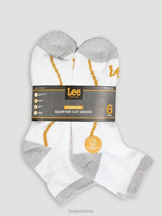Lee Men 6-Pack Quarter Length Sock White Accessory 480T1169 - Image 2