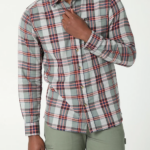 Lee Men All Purpose Classic Stretch Button Down Shirt Fort Green White Smoke Plaid Clothing 480T949