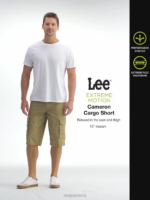Lee Men Extreme Motion Cameron Relaxed Fit Cargo Short KC Khaki Clothing 480T977 - Image 7