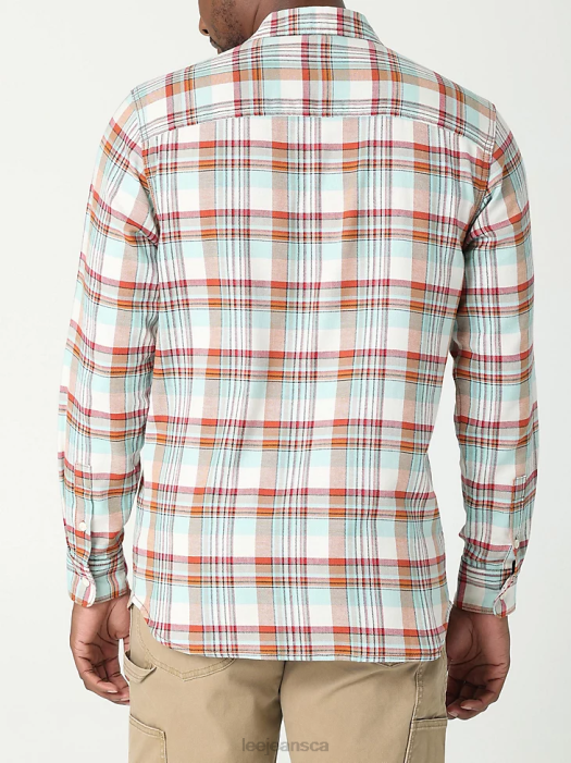 Lee Men Extreme Motion MVP Classic Stretch Plaid Button Down Shirt Charred White Smoke Plaid Clothing 480T920 - Image 2