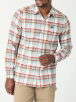 Lee Men Extreme Motion MVP Classic Stretch Plaid Button Down Shirt Charred White Smoke Plaid Clothing 480T920