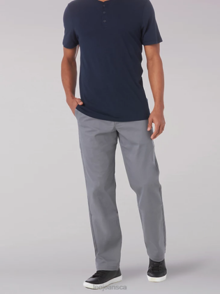 Lee Men Extreme Motion MVP Straight Fit Flat Front Pant Gravel Clothing 480T744