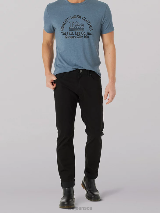 Lee Men Extreme Motion Super Soft Straight Fit Twill Jean Union-Alls Black Clothing 480T642 - Image 1