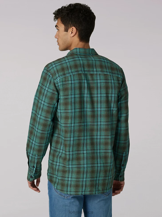 Lee Men Heritage All Purpose Plaid Button Down Shirt Frontier Olive Clothing 480T943 - Image 2