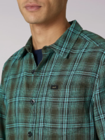 Lee Men Heritage All Purpose Plaid Button Down Shirt Frontier Olive Clothing 480T943 - Image 4