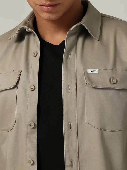 Lee Men Heritage Chetopa Double Pocket Button Down Shirt KC Khaki Clothing 480T952 - Image 3