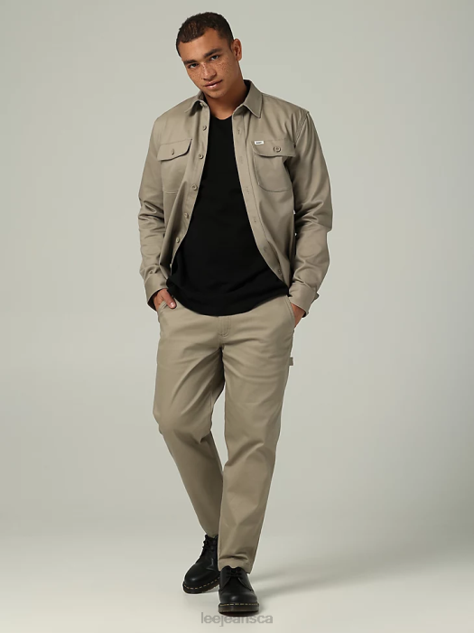 Lee Men Heritage Chetopa Double Pocket Button Down Shirt KC Khaki Clothing 480T952 - Image 1