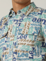 Lee Men Heritage Double Pocket Button Down Shirt Chetopa Print Clothing 480T950 - Image 4