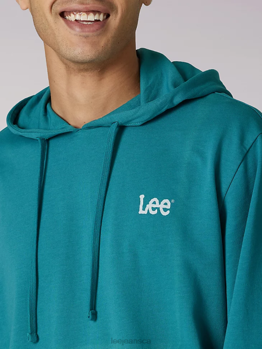 Lee Men Heritage Graphic Crafted With Purpose Hoodie Midway Teal Clothing 480T957 - Image 4