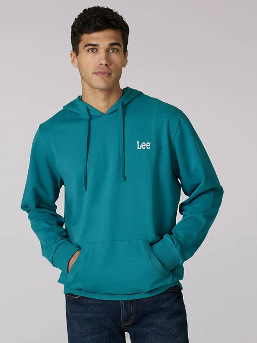 Lee Men Heritage Graphic Crafted With Purpose Hoodie Midway Teal Clothing 480T957 - Image 1