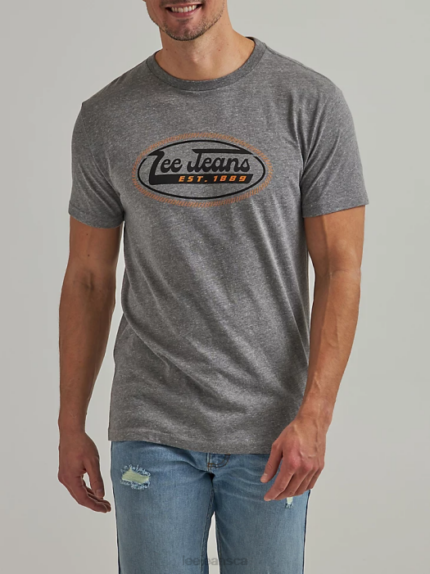 Lee Men Oval Jeans Graphic Tee Graphite Heather Clothing 480T877