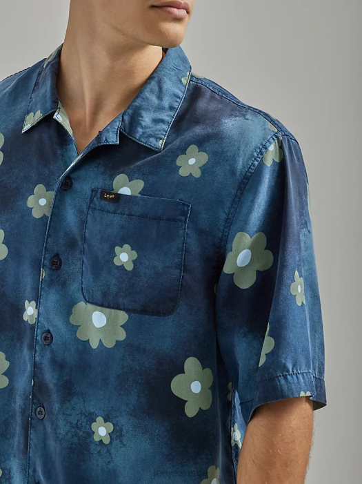 Lee Men Oversized Floral Resort Shirt Rivet Navy Floral Clothing 480T894 - Image 3