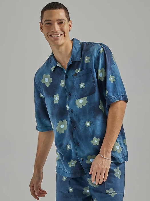 Lee Men Oversized Floral Resort Shirt Rivet Navy Floral Clothing 480T894 - Image 1