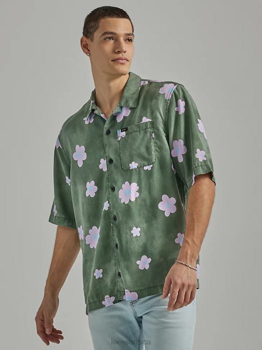 Lee Men Oversized Floral Shirt Fort Green Floral Clothing 480T893 - Image 3
