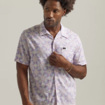 Lee Men Relaxed Fit Floral Resort Shirt Foggy Gray Clothing 480T899