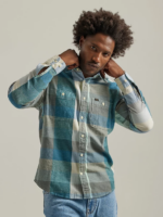 Lee Men Relaxed Fit Plaid Worker Shirt Ecru Clothing 480T910