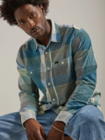 Lee Men Relaxed Fit Plaid Worker Shirt Ecru Clothing 480T910 - Image 3