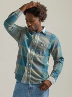 Lee Men Relaxed Fit Plaid Worker Shirt Ecru Clothing 480T910 - Image 4