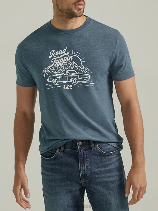 Lee Men Road Trip Graphic Tee Midnight Navy Heather Clothing 480T856 - Image 1