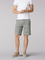 Lee Men Tri-Flex Shorts Grey Plaid Clothing 480T1067