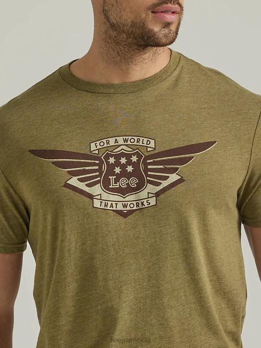 Lee Men Winged Shield Graphic Tee Capulet Olive Heather Clothing 480T863 - Image 3