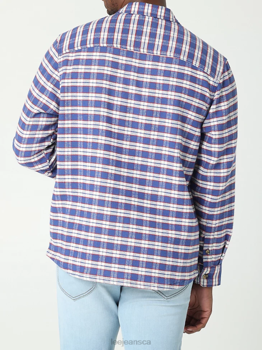 Lee Men Workwear Plaid Overshirt Anthem Blue Plaid Clothing 480T928 - Image 2