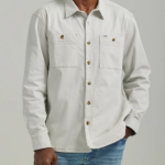 Lee Men Workwear Solid Overshirt Foggy Gray Clothing 480T923
