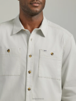 Lee Men Workwear Solid Overshirt Foggy Gray Clothing 480T923 - Image 3