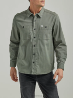 Lee Men Workwear Solid Overshirt Fort Green Clothing 480T922