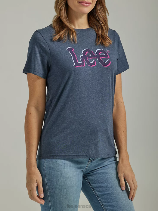 Lee Women Color Twitch Graphic Tee Navy Heather Clothing 480T376 - Image 1