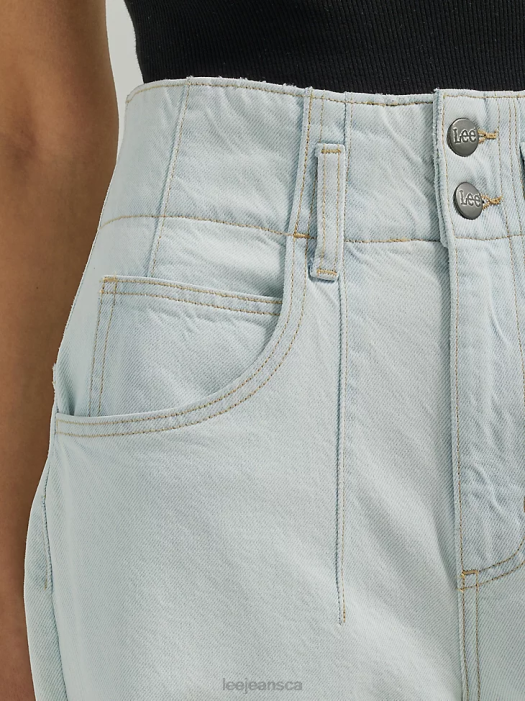 Lee Women Denim High Rise Pleated Wide Leg Jean Solar Bleach Clothing 480T157 - Image 5