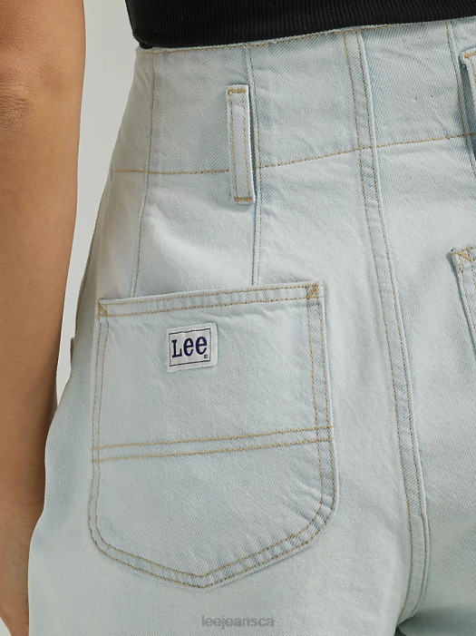 Lee Women Denim High Rise Pleated Wide Leg Jean Solar Bleach Clothing 480T157 - Image 6