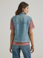 Lee Women Denim Vest Frosted Blue Clothing 480T408 - Image 2