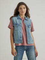 Lee Women Denim Vest Frosted Blue Clothing 480T408