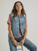 Lee Women Denim Vest Frosted Blue Clothing 480T408 - Image 3