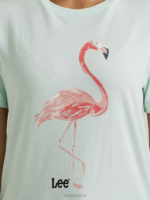 Lee Women Flamingo Graphic Tee Seaglass Heather Clothing 480T343 - Image 3