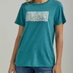 Lee Women Floral Box Logo Tee Teal Heather Clothing 480T382