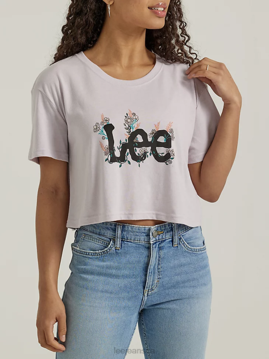 Lee Women Floral Boyfriend Crop Graphic Tee Misty Lilac Heather Clothing 480T358 - Image 1