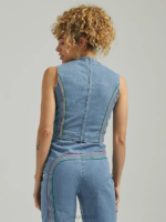 Lee Women Freeway of Love Rainbow Denim Vest Blue Clothing 480T412 - Image 2