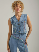 Lee Women Freeway of Love Rainbow Denim Vest Blue Clothing 480T412