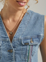 Lee Women Freeway of Love Rainbow Denim Vest Blue Clothing 480T412 - Image 3