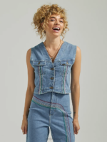 Lee Women Freeway of Love Rainbow Denim Vest Blue Clothing 480T412 - Image 6