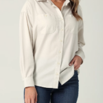Lee Women Frontier Button Down Shirt Ecru Clothing 480T397