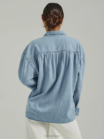 Lee Women Frontier Shirred Button Down Shirt Blue Media Clothing 480T395 - Image 2
