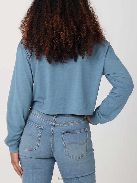 Lee Women Have a Nice Day Boyfriend Crop Long Sleeve Graphic Tee Space Blue Clothing 480T385 - Image 2