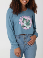 Lee Women Have a Nice Day Boyfriend Crop Long Sleeve Graphic Tee Space Blue Clothing 480T385