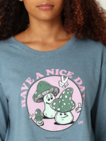Lee Women Have a Nice Day Boyfriend Crop Long Sleeve Graphic Tee Space Blue Clothing 480T385 - Image 3