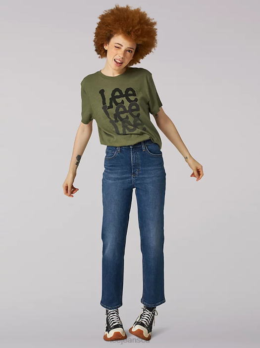 Lee Women Heritage High Rise Relaxed Fit Crop Jean Indigo Eyes Clothing 480T452 - Image 1